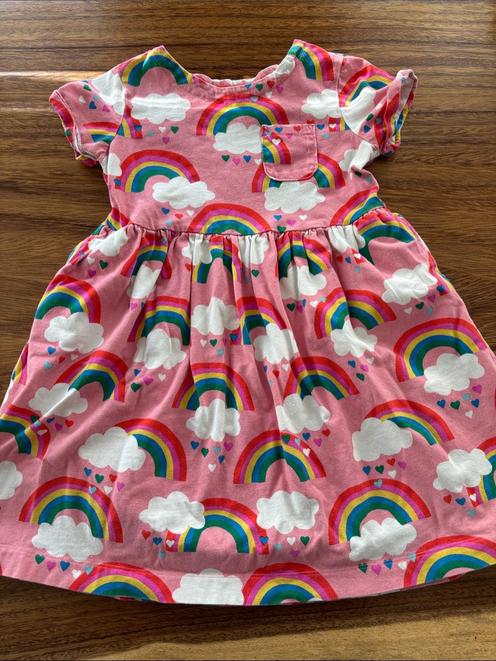Mini Boden Pink Rainbow Print Dress 7-8 yo